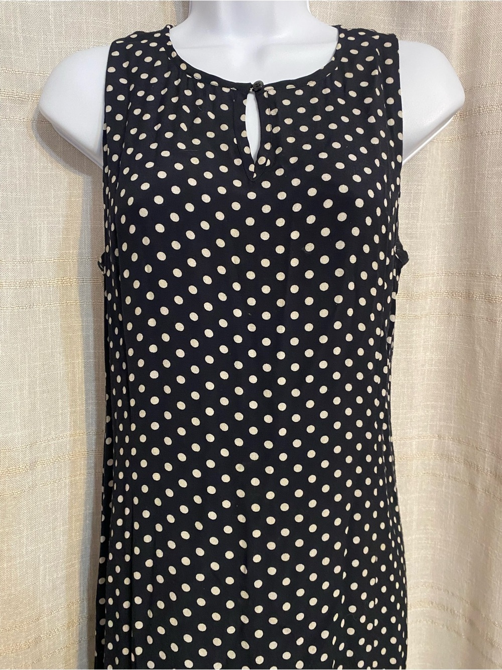 Vintage 90s Lizsport Black White Polka Dot Sleeveless Maxi Dress 10